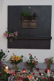 Velvet Revolution Plaque on Národní třída in Prague